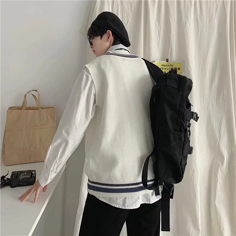 Áo len dệt kim không tay cổ chữ V phong cách Hàn Quốc thời trang thu đông dành cho nam