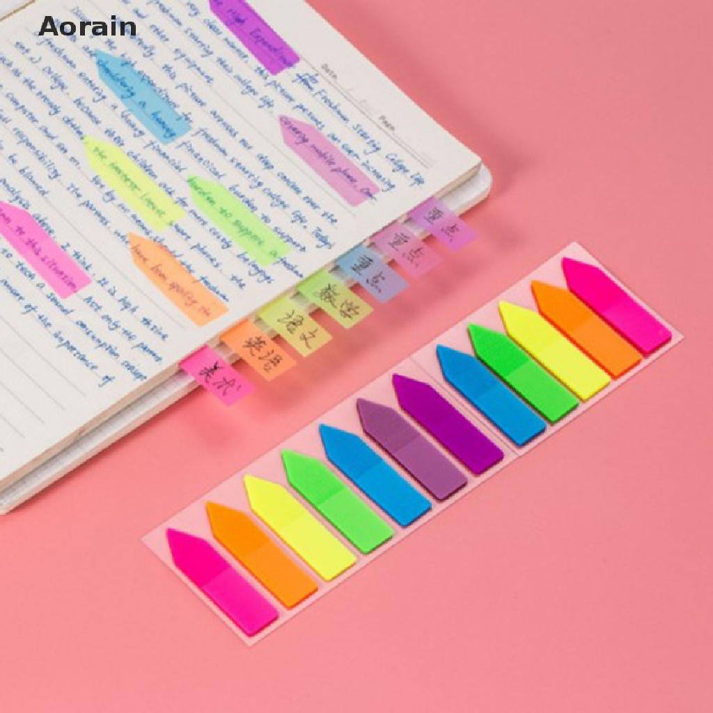 Set 100 Tờ Giấy Ghi Chú Tự Dính Hình Mũi Tên Màu Dạ Quang