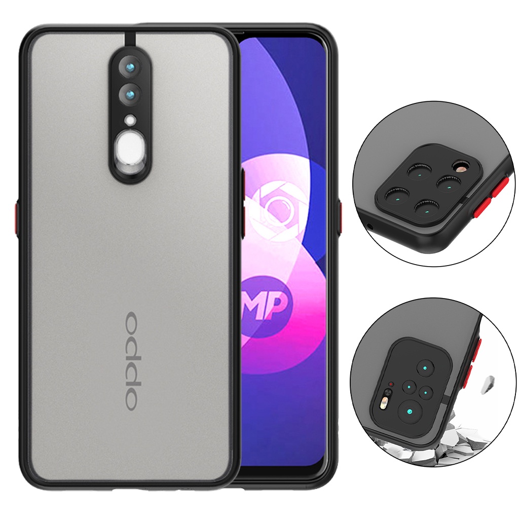 Ốp lưng oppo A76 Reno 7 5G 4G A54 A74 A92 A52 A72 A53 F9 A12 A5s A7 A32 A5 A9 2020 Reno 2F 4 5 6 6z Đen Nhám [Basic]