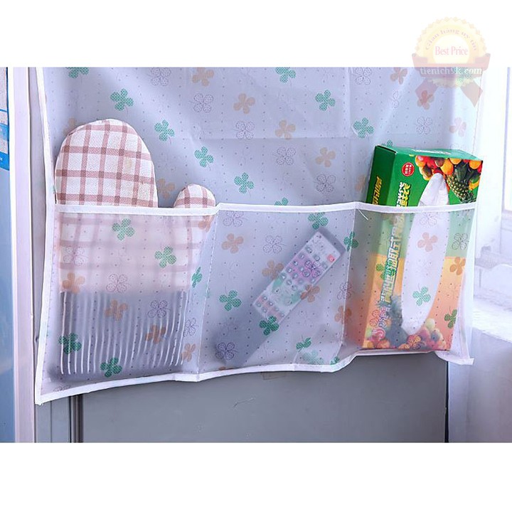 Phủ tủ lạnh nhiều ngăn nhìn xuyên PVC hoa văn trang trí tủ lạnh