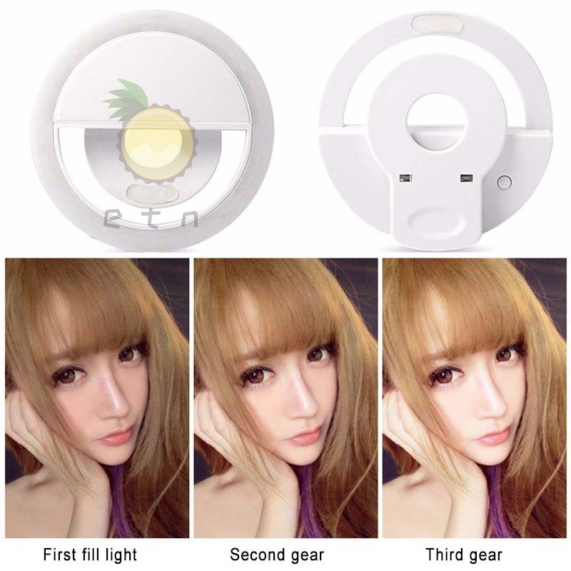USB Charge Selfie Flash LED Camera Phone Photography Ring Light for Phones Tablets