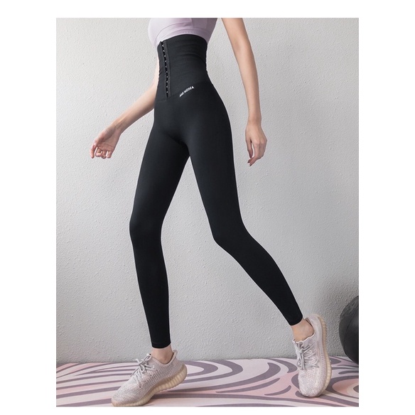 Quần tập gym,yoga cài khuy nịt bụng,siết eo gen cao