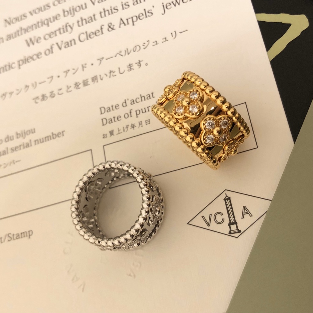 Phong Cách Mới V & C-A Nhẫn Hình Cỏ Bốn Lá Thời Trang Cho Nữ