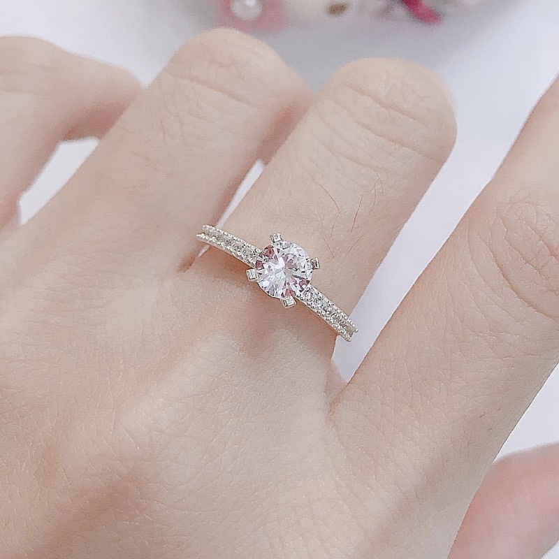 Nhẫn nữ Bạc ta đính đá dày dặn sáng bóng , tặng kèm hộp đựng - Vàng Bạc Khải Khải