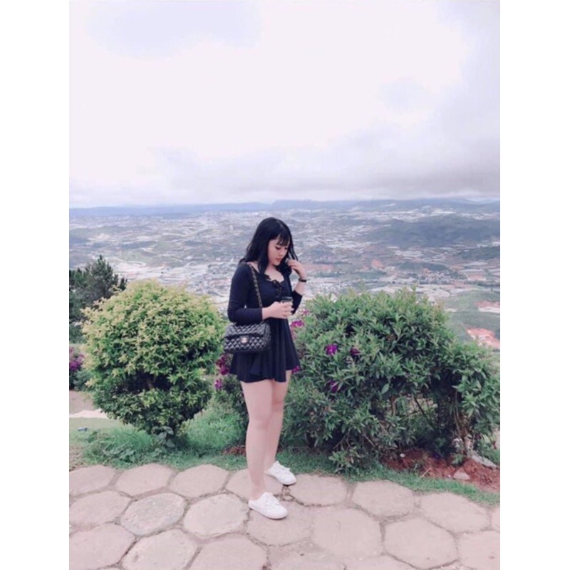 Túi xách nữ classic size 26 thêu ô lót đỏ nhiều ngăn