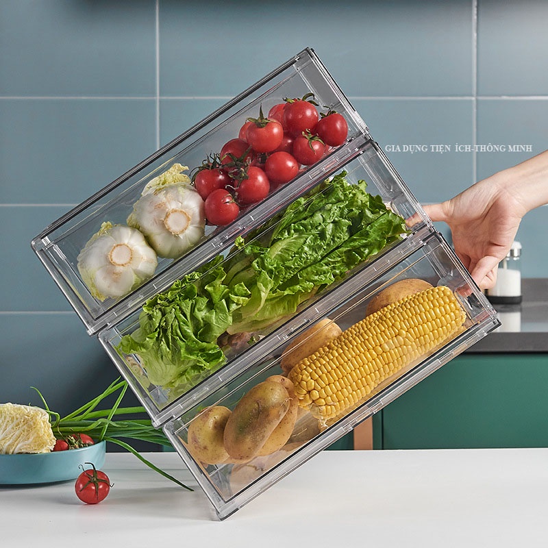 Hộp bảo quản thực phẩm trong tủ lạnh có thể xếp chồng lên nhau tiện lợi, hộp đựng đồ cao cấp