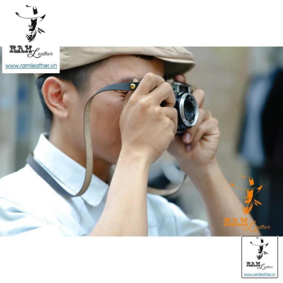 DÂY MÁY ẢNH DA BÒ ĐEN MỘC MẠC VINTAGE – RAM A2 BLACK ,
