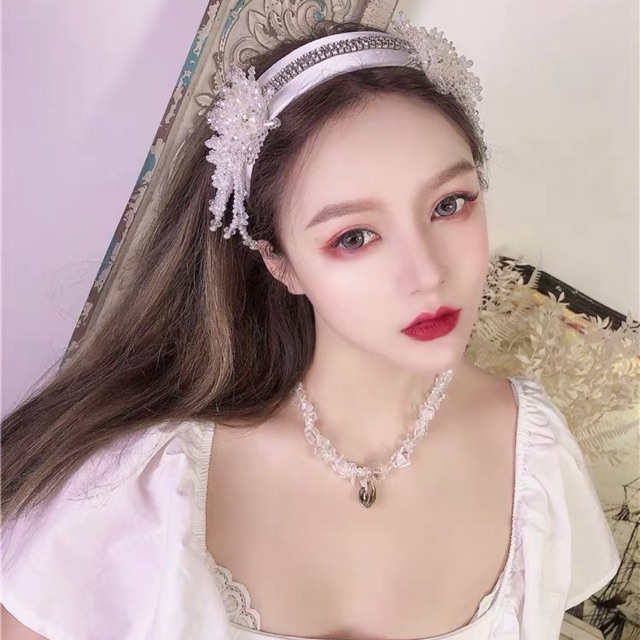 Bờm tóc, băng đô cài tóc đính chùm pha lê