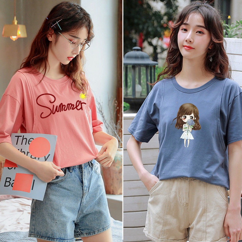 Áo thun tay ngắn dáng rộng phong cách mùa hè 2022 cho mẹ bỉm sữa