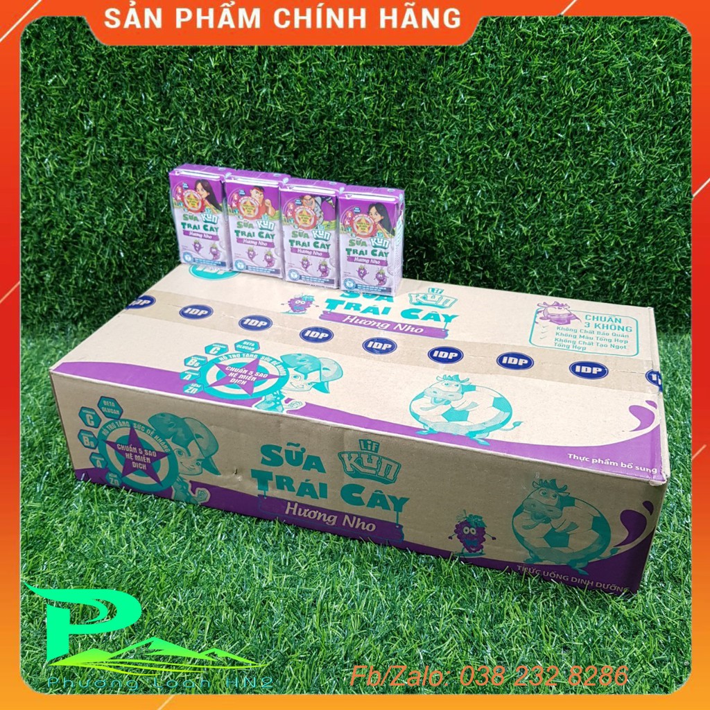 Sữa Kun Cam, Trái cây, Kun Nho, Kem Dâu, Socola 110ml - thùng 48 hộp