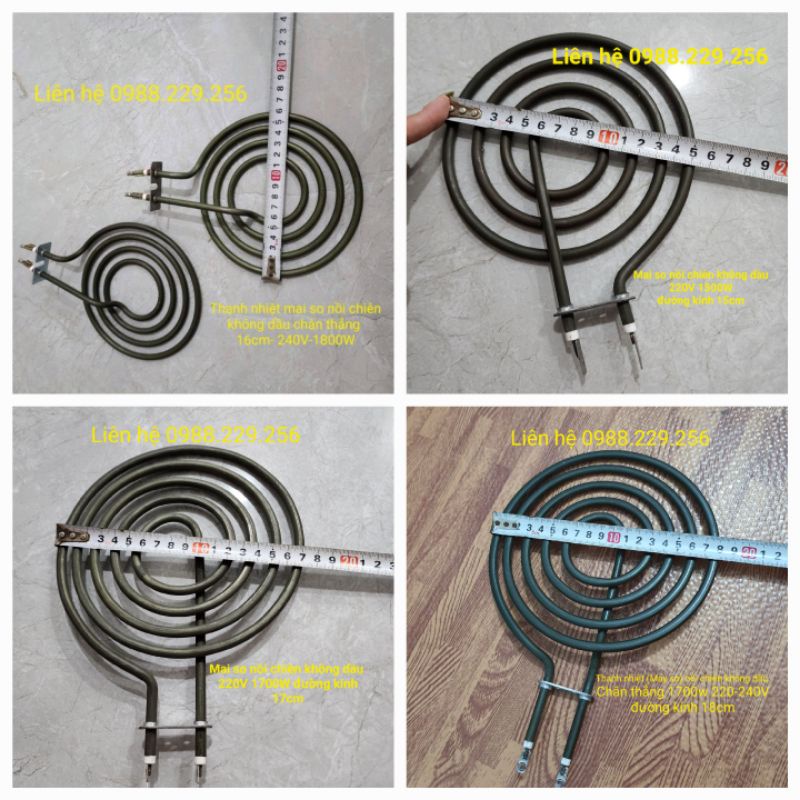 Thanh nhiệt nồi chiên không dầu 16cm 240V- 1800W/ 15cm 220V-1500W/ 17cm 220V-1700W chân thẳng