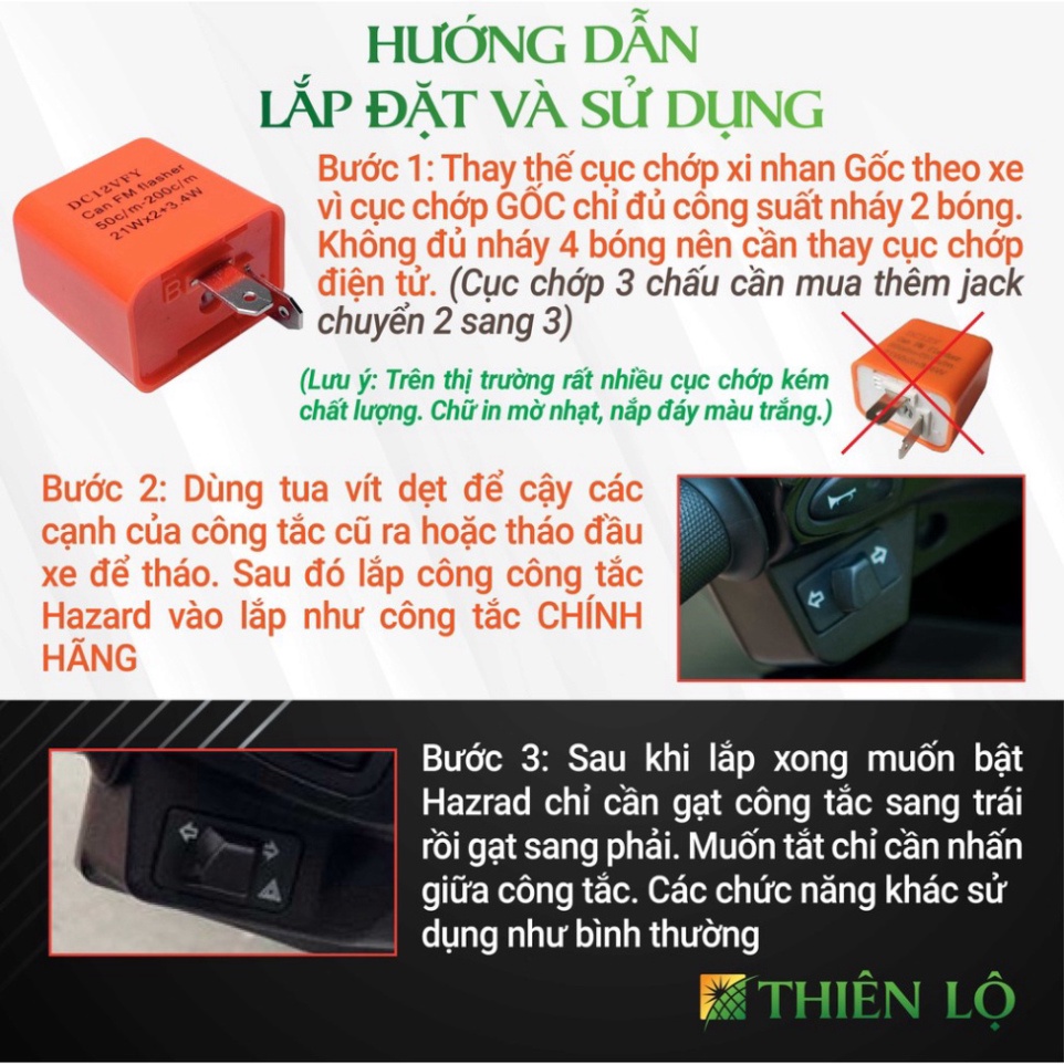 Công tắc xi nhan tích hợp Hazard cao cấp nháy cả 4 bóng Xi Nhan cho các dòng xe máy của Honda - Mẫu Mới Nút Đỏ Ảnh thật