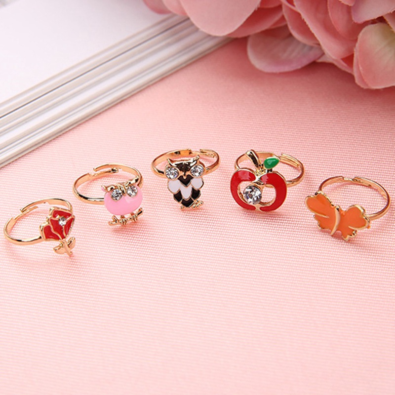 Tmdbyx Set 10 Nhẫn Họa Tiết Hoạt Hình Dễ Thương Phong Cách Hàn Quốc