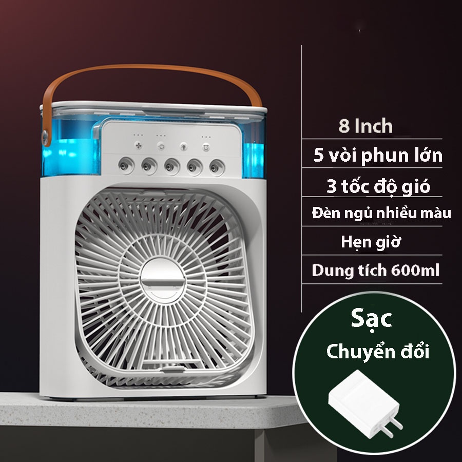 Máy làm mát không khí di động thương hiệu Xibicen, Quạt để bàn siêu mát dung tích chứa nước 600ml