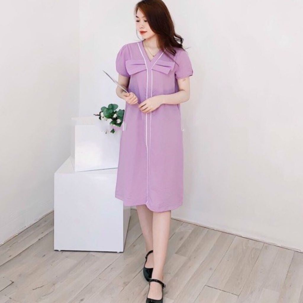 Váy bầu thời trang thiết kế M161 chất đũi xước freesize từ 45 đến 70kg
