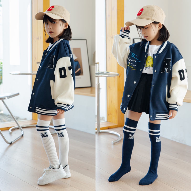 Vớ Cotton Cổ Cao Qua Đầu Gối Thời Trang Xuân Thu Cho Bé Gái