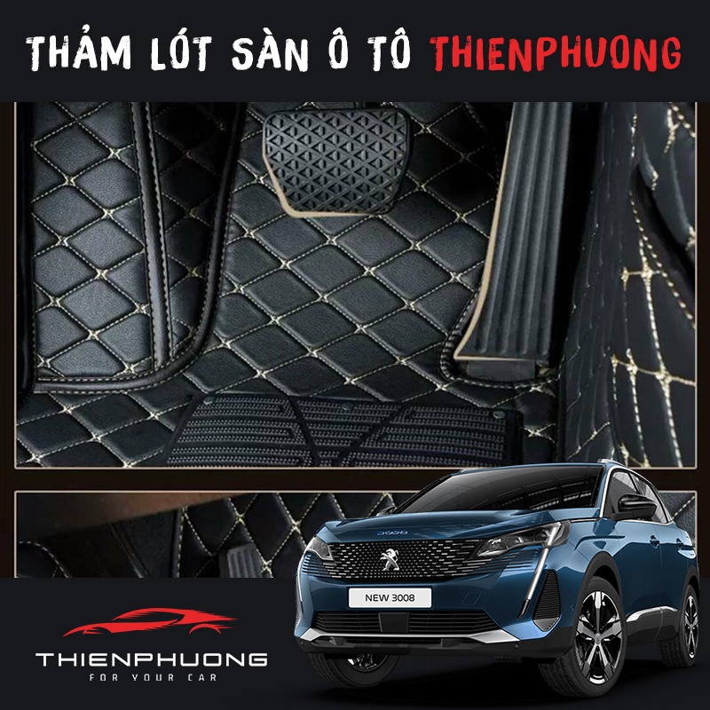 Thảm lót sàn ô tô 6d cho xe Peugeot 3008, thảm sàn không mùi, chống thấm nước cao cấp