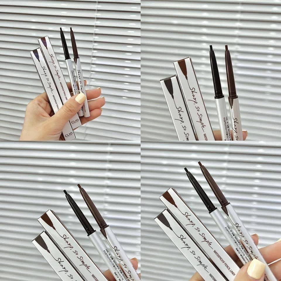 Chì Kẻ Mắt Clio Sharp So Simple Waterproof Pencil Liner - Màu Đen - Màu Nâu