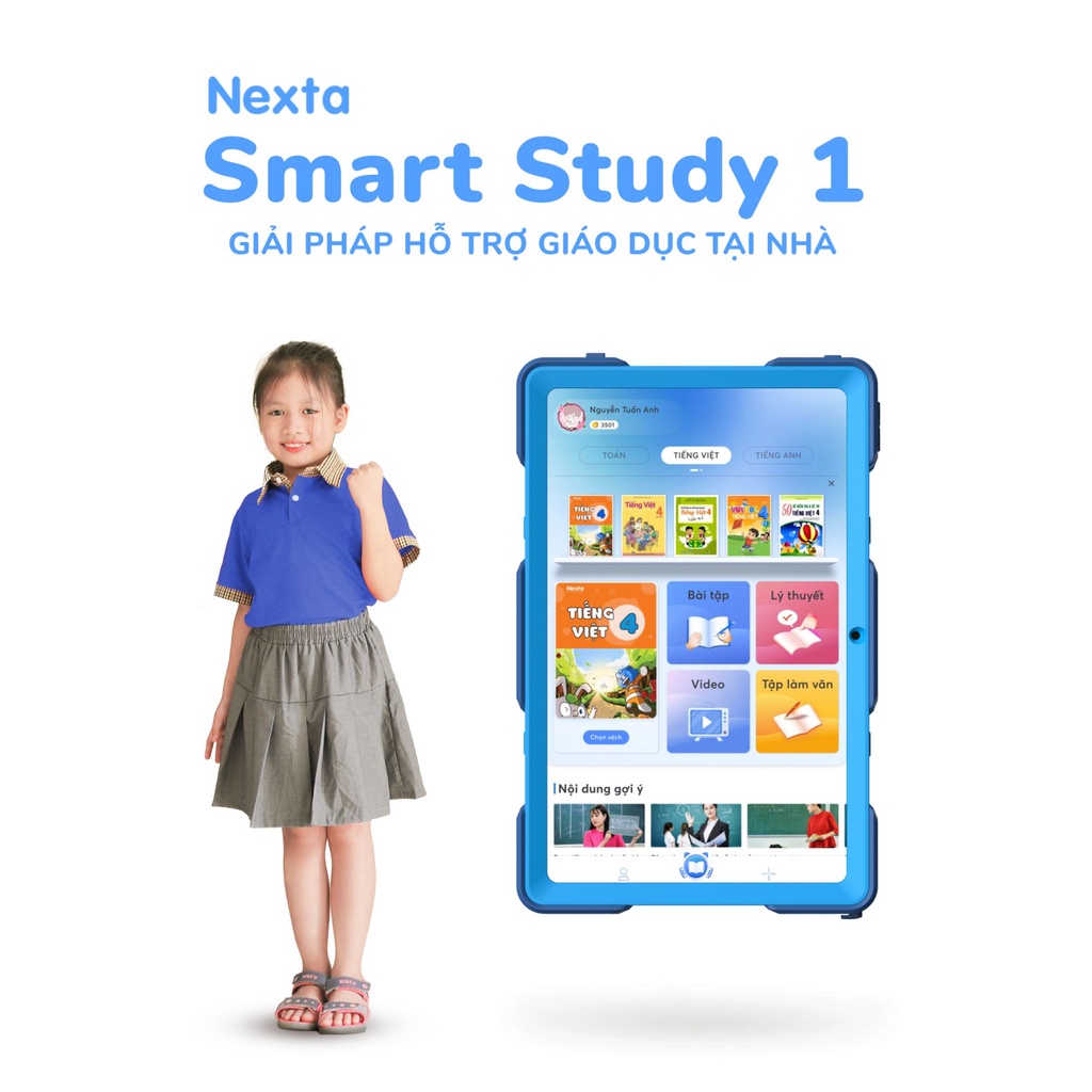 Máy tính bảng học tập cho bé Nexta Smart Study 1 - Tích hợp phần mềm học tiểu học thông minh, đa dạng, con học tốt hơn