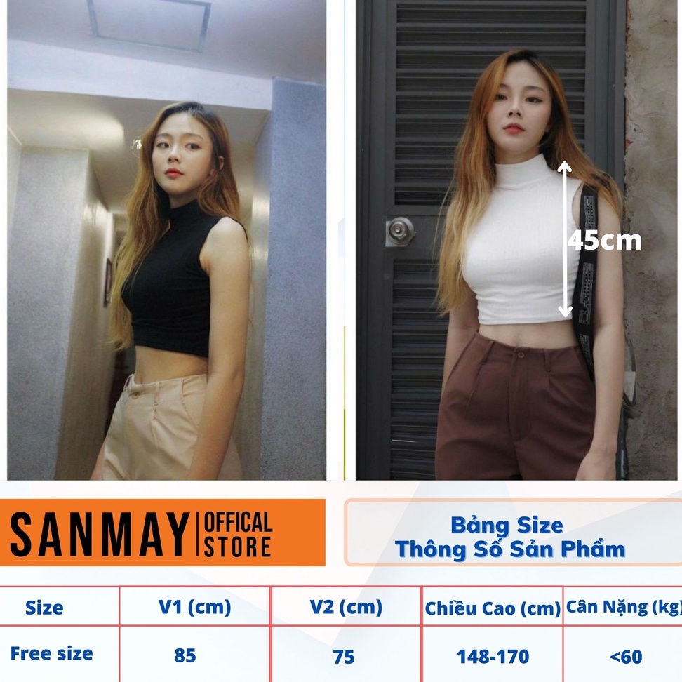Áo Ba Lỗ Croptop SANJOLI Aos Crt Thiết Kế Ôm Body Kiểu Hở Vai Hàn Quốc Đẹp 2 màu Trắng Đen  AO041