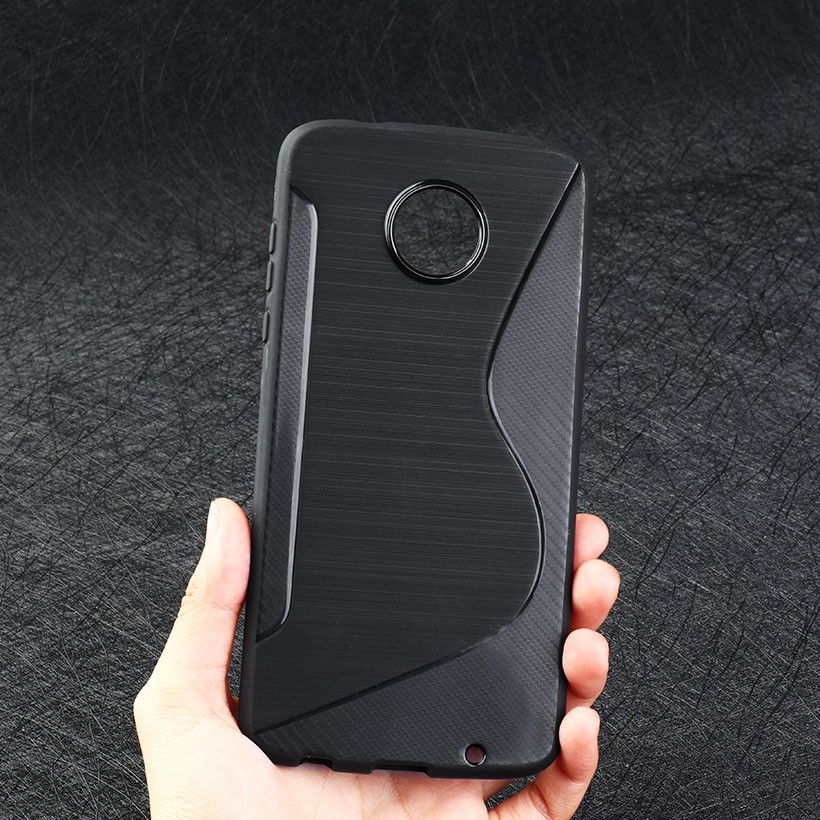 Ốp điện thoại TPU silicon chống trượt có mặt đường chữ S đơn giản cho Motorola Moto Z2 Play