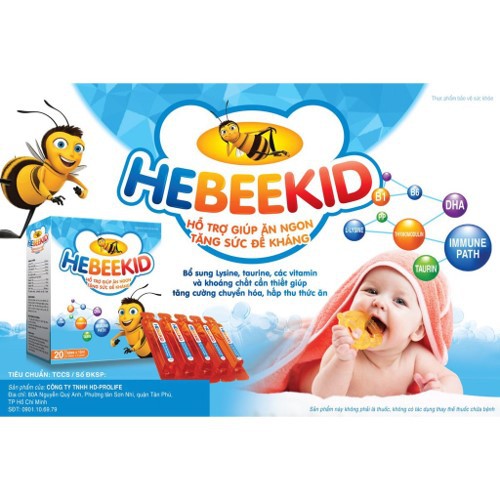 Siro HEBEEKID (Hộp 20 ống) - Ăn ngon, tăng sức đề khángn - Lysine, thymomodulin [Heebekid]