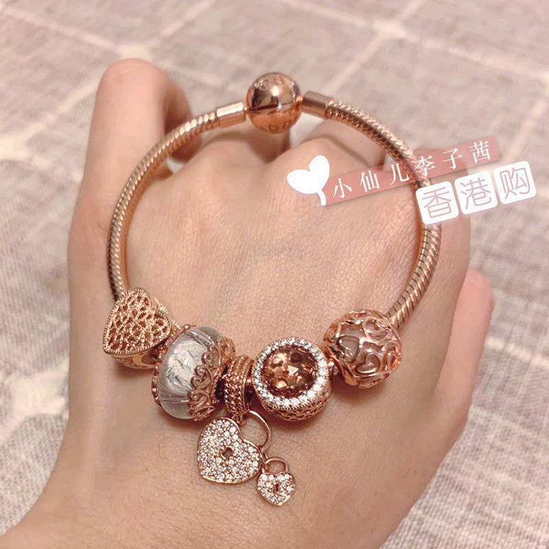 Hàng Có Sẵn set Vòng Tay Pandora Màu Hồng Vàng Hồng Đính Hạt Thời Trang Làm Quà Tặng Bạn Gái A1 Cửa Hàng HG3YT566R5
