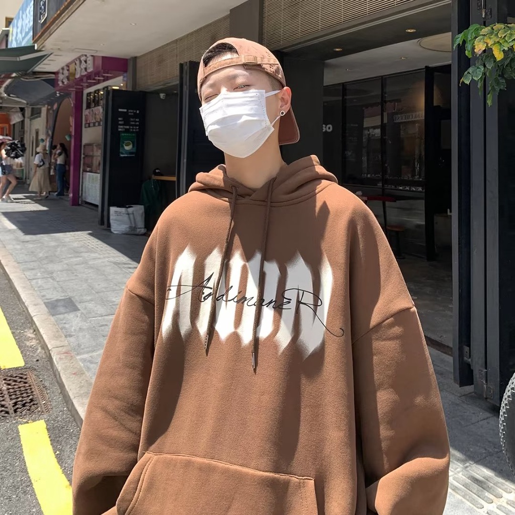 Áo Hoodie Tay Dài Dáng Rộng In Chữ Ký Cá Tính Phong Cách Mỹ Unisex Plus Size M-5XL