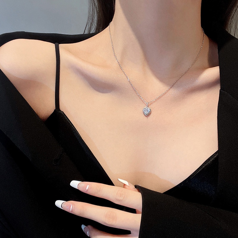 Vòng cổ khảm Zircon thời trang nữ hình trái tim