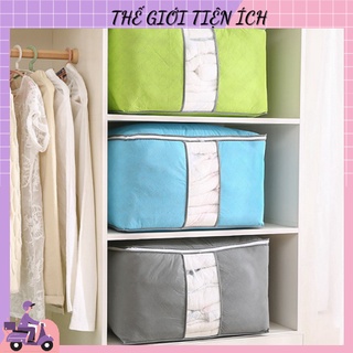 Túi đựng quần áo, chăn màn size lớn loại 1, Túi đựng đồ dáng ngang, có quai xách và khóa kéo tiện dụng gia đình 008958
