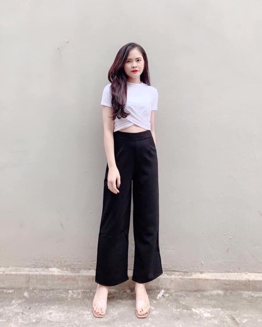 Sét crt xoắn quần ống rộng tuyết mưa(ib chọn màu)