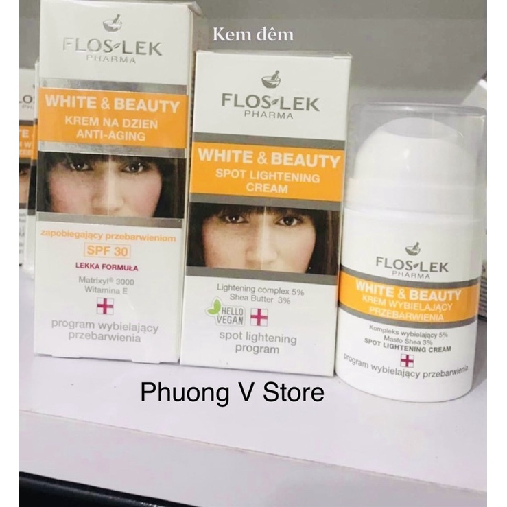 ✅ Floslek Kem Dưỡng Trắng da ban đêm Spot lightening White And Beauty 50ml