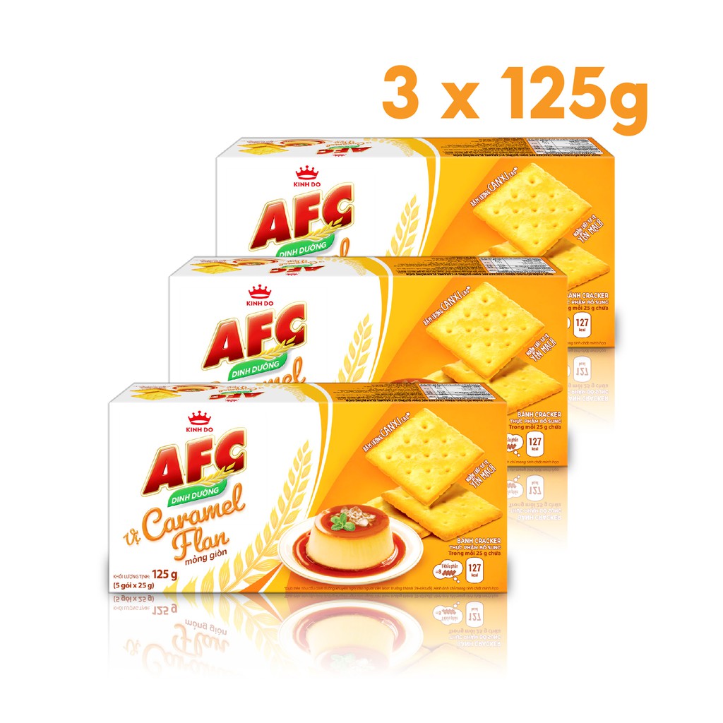 Combo 3 Hộp Bánh Dinh Dưỡng AFC Vị Caramel Flan Mỏng Giòn 125g x 3