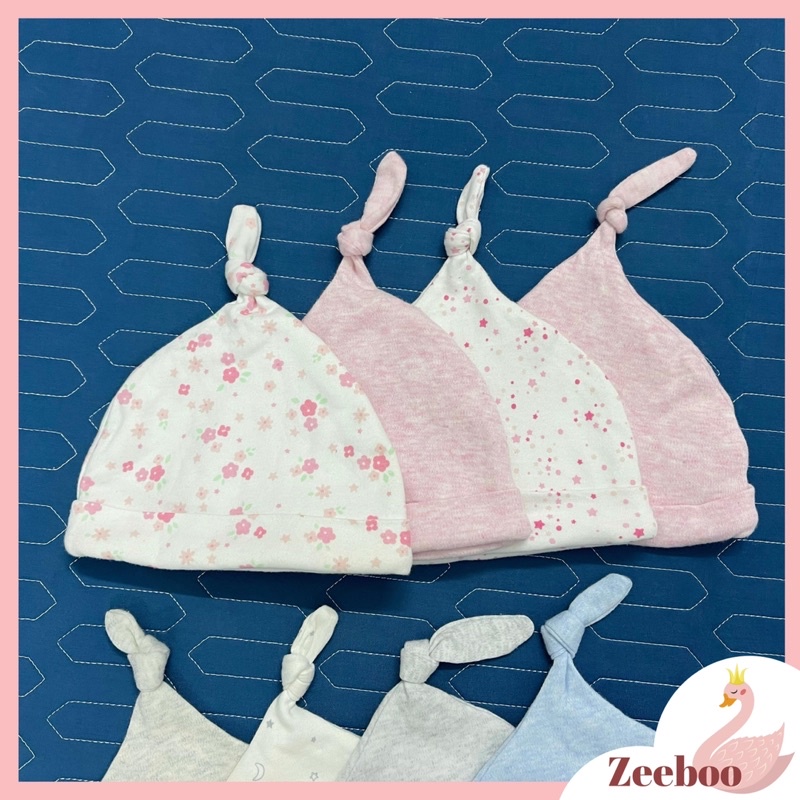 Set 2 mũ vải cotton củ tỏi cho bé sơ sinh - 6 tháng, chất vải mềm mại co giãn an toàn cho bé