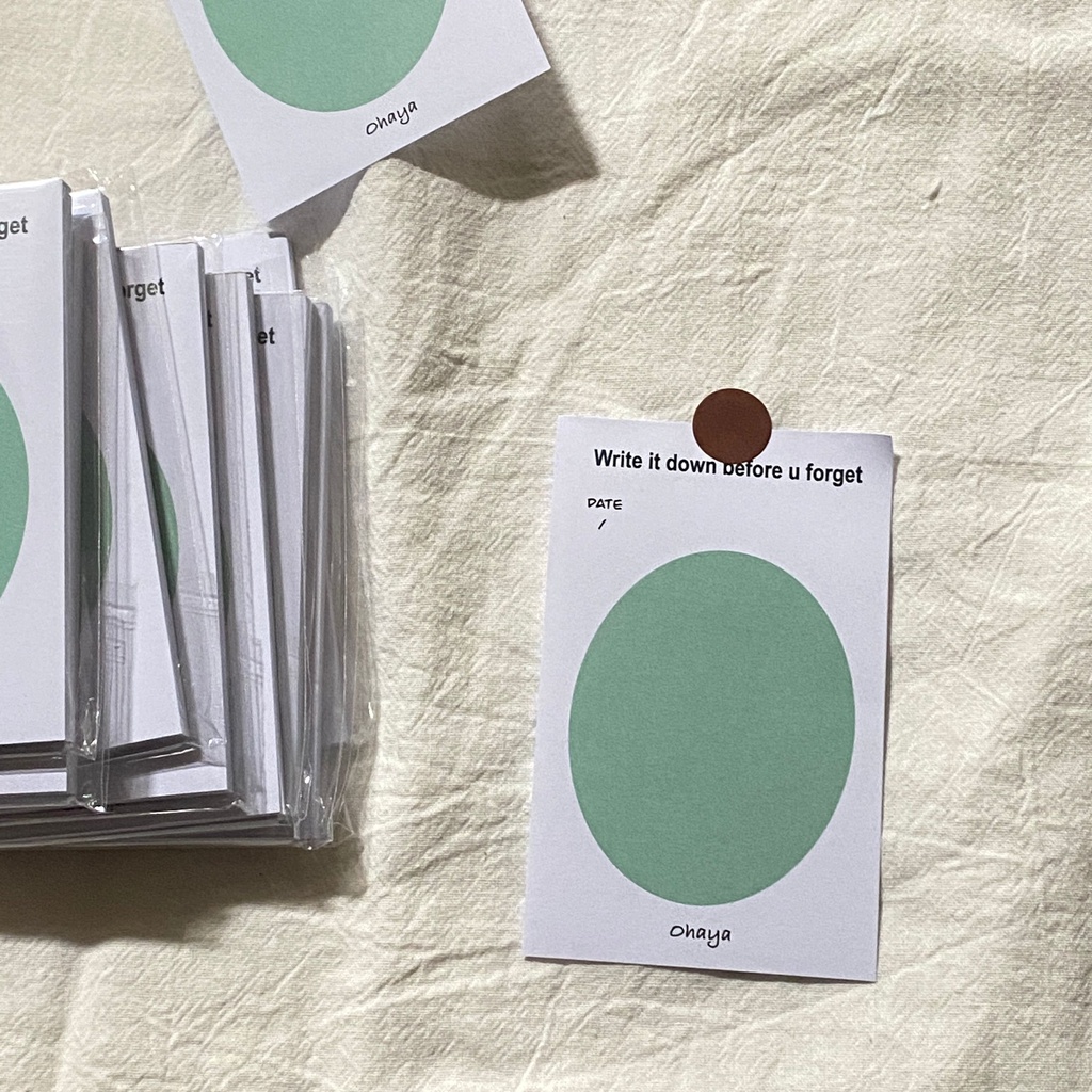 50 Tờ Giấy Ghi Chú Hình Oval Màu Xanh Lá