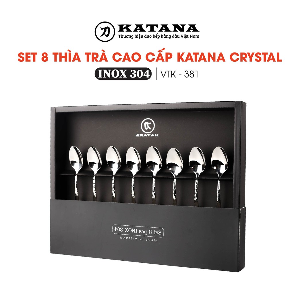 Set 8 thìa uống trà, cafe cao cấp inox 340 KATANA Elegance - chống bám vân tay - VTK381