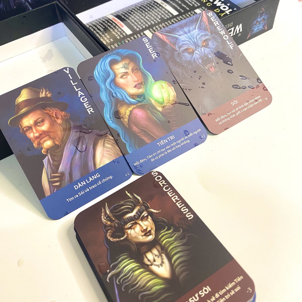 Bộ bài Ma sói 92 thẻ Việt hóa bản mới game nhập vai, Werewolf Ultimate Deluxe tiếng VIệt