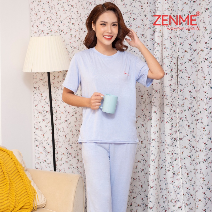 Đồ bộ nữ mặc nhà, đồ ngủ màu Pastel trơn 100% Cotton Zen Me BCD0822