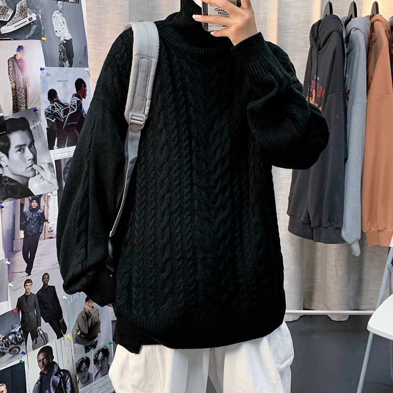 Áo sweater cổ lọ dáng rộng ấm áp phong cách trẻ trung cá tính cho nam