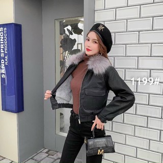 Áo da lót lông cổ lông cao cấp