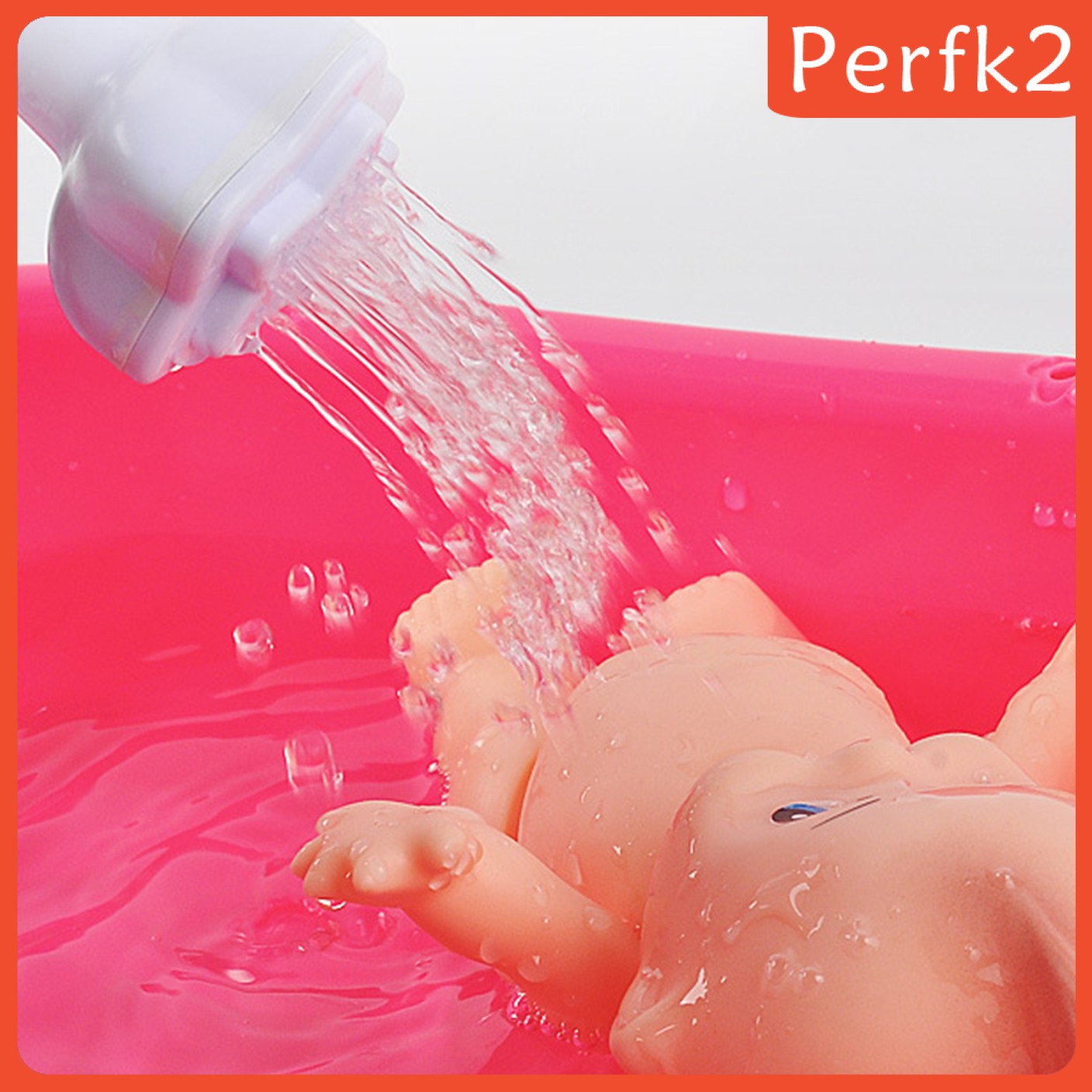 [PERFK2] Doll Bath Play Tub with Shower Pretend Play Infant Baby Kids Doll Toy Bathtub