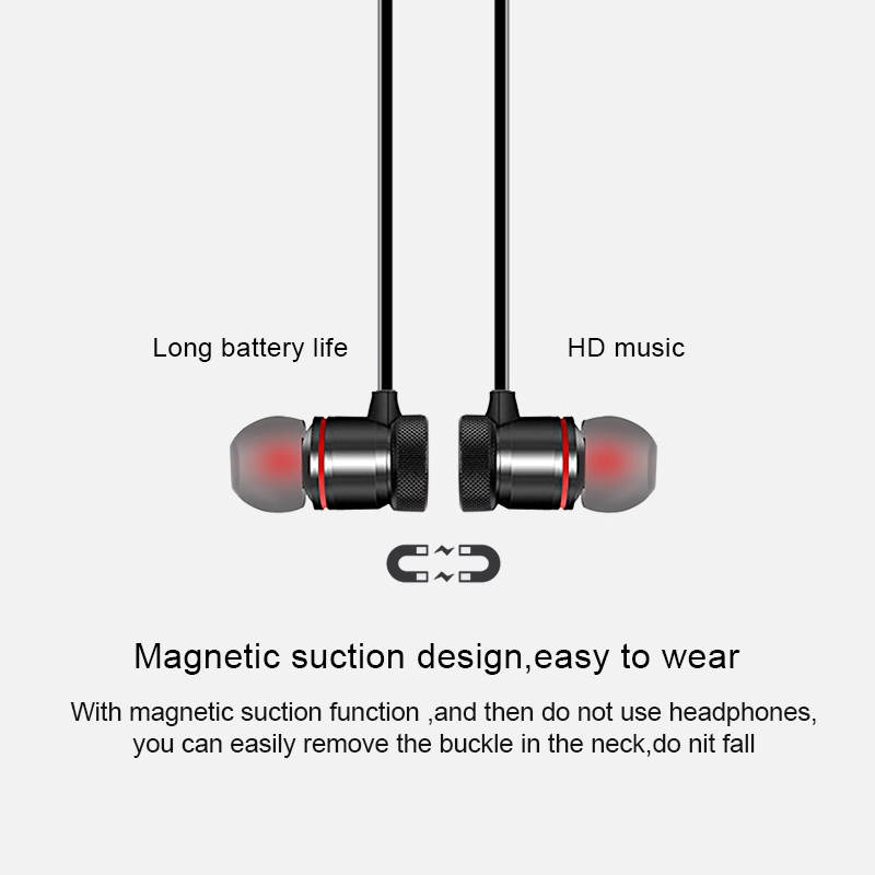 M9 Magnetic Bluetooth 4.1 Earphone Wired Control Sports Sweatproof Neck Hanging Earbuds