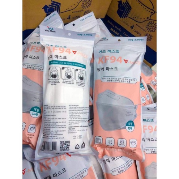 THÙNG KHẨU TRANG KHÁNG KHUẨN 4D KF94  VINA MASK NGƯỜI LỚN(300 CHIẾC)