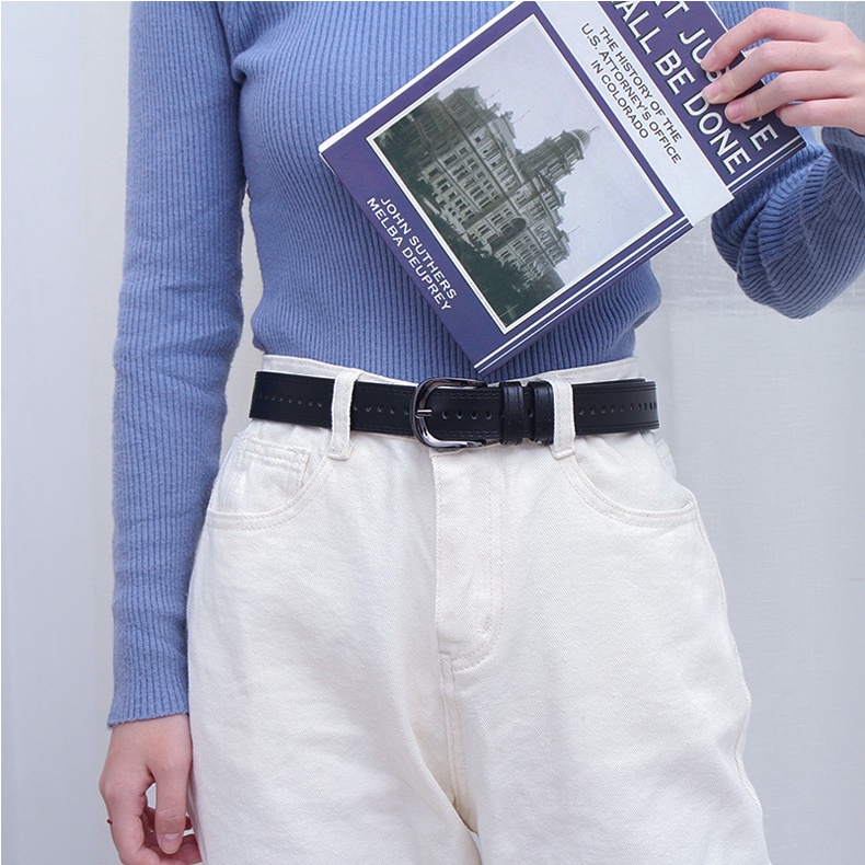 Thắt Lưng Màu Đen/Cà Phê Phong Cách Retro Bốn Mùa