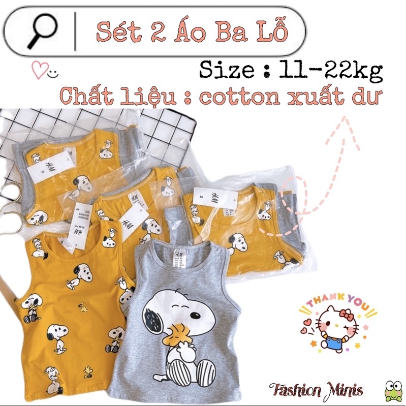 Sét 2 Áo Ba Lỗ Hình Cún SNOOPY Cho Bé Trai