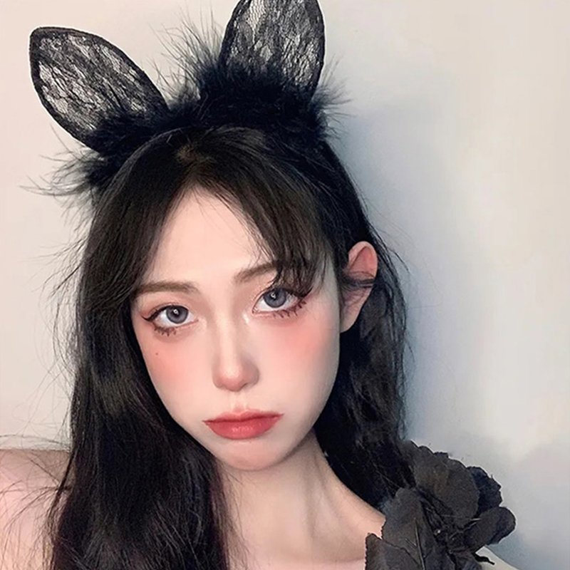 Băng Đô Cài Tóc Hình Tai Mèo Phối Ren Đáng Yêu Thời Trang