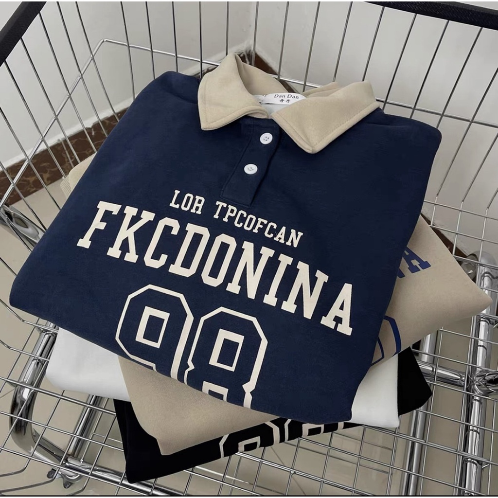 Áo Sweater FKC98 cổ POLO Nam Nữ Unisex in Cao cấp vải nỉ cotton form rộng OVERSIZE