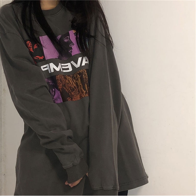 Áo Sweater Tay Dài Dáng Rộng Phong Cách Vintage Mỹ Dành Cho Nữ | BigBuy360 - bigbuy360.vn