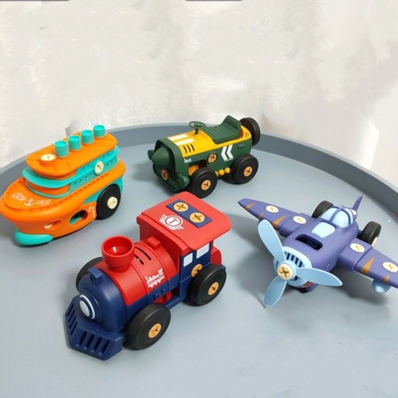 Đồ Chơi Ô Tô Mô Hình Tháo Lắp Ráp Phương Tiện Giao Thông Bộ 4 Xe Lắp Ráp Mô Hình Kèm Tua Vít