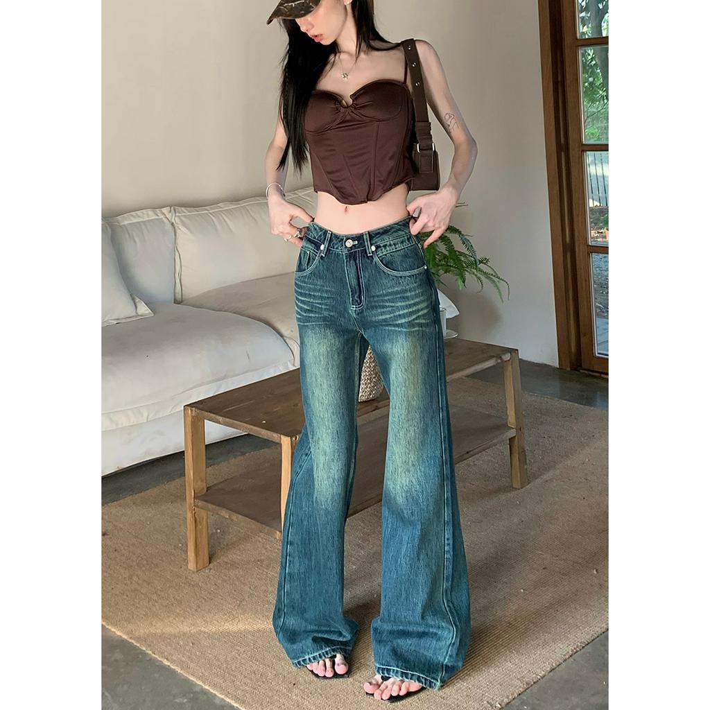 QADCOL Quần Jeans Dài Ống Loe Thời Trang Dành Cho Nữ